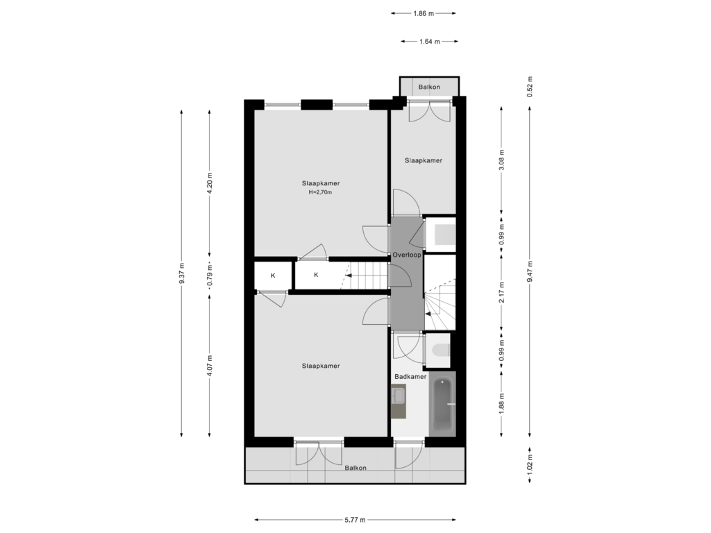 View floorplan of 2e Verdieping of Kleiweg 105-B