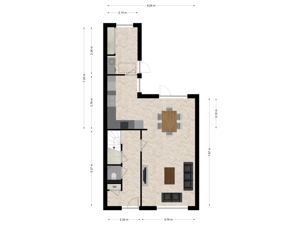 Bekijk plattegrond van Begane Grond van Grundel 19