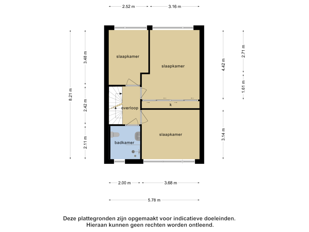 View floorplan of 1e verdieping of Lage Nes 10