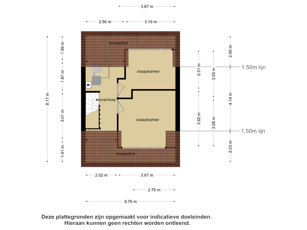 View floorplan of 2e verdieping of Lage Nes 10