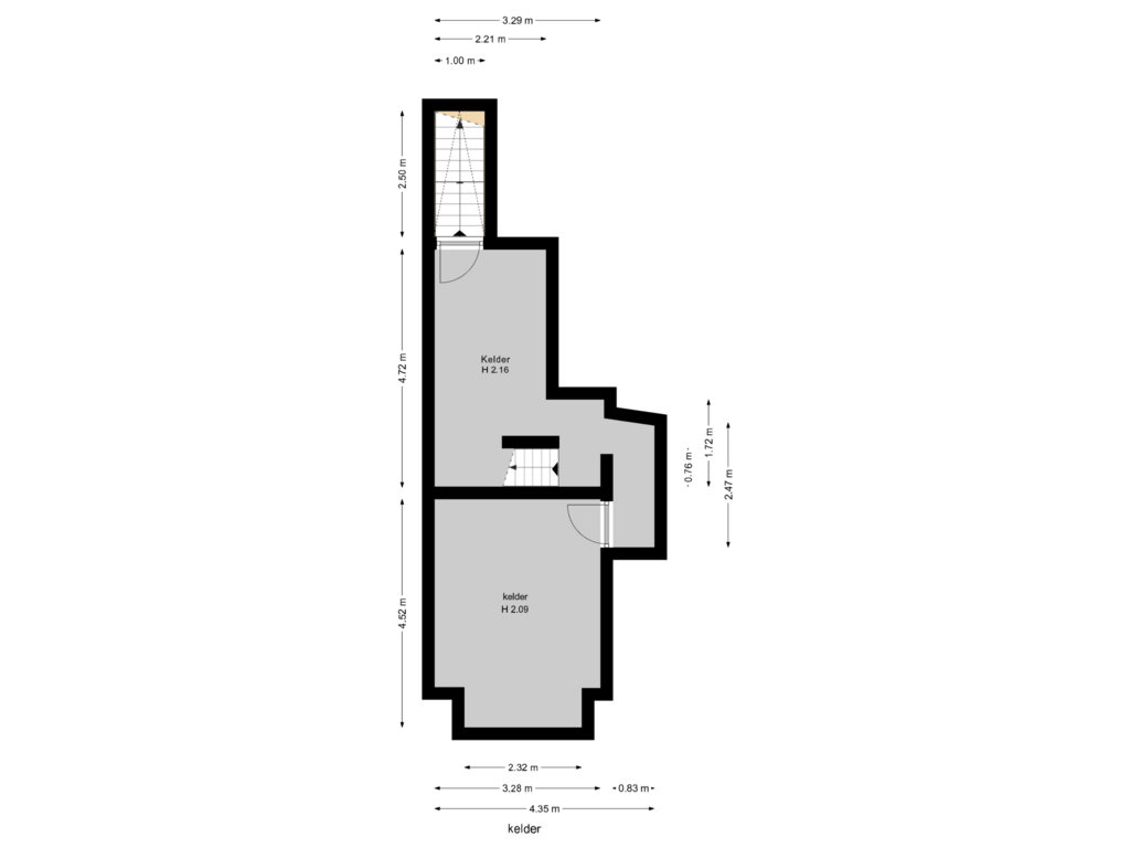 View floorplan of kelder of Jan Kistenstraat 23