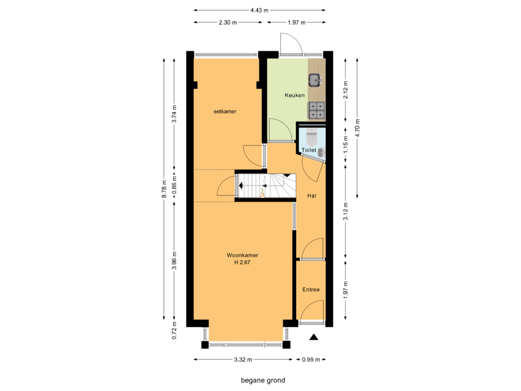 View floorplan of begane grond of Jan Kistenstraat 23