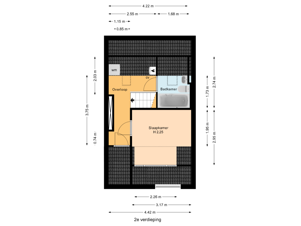 View floorplan of 2e verdieping of Jan Kistenstraat 23