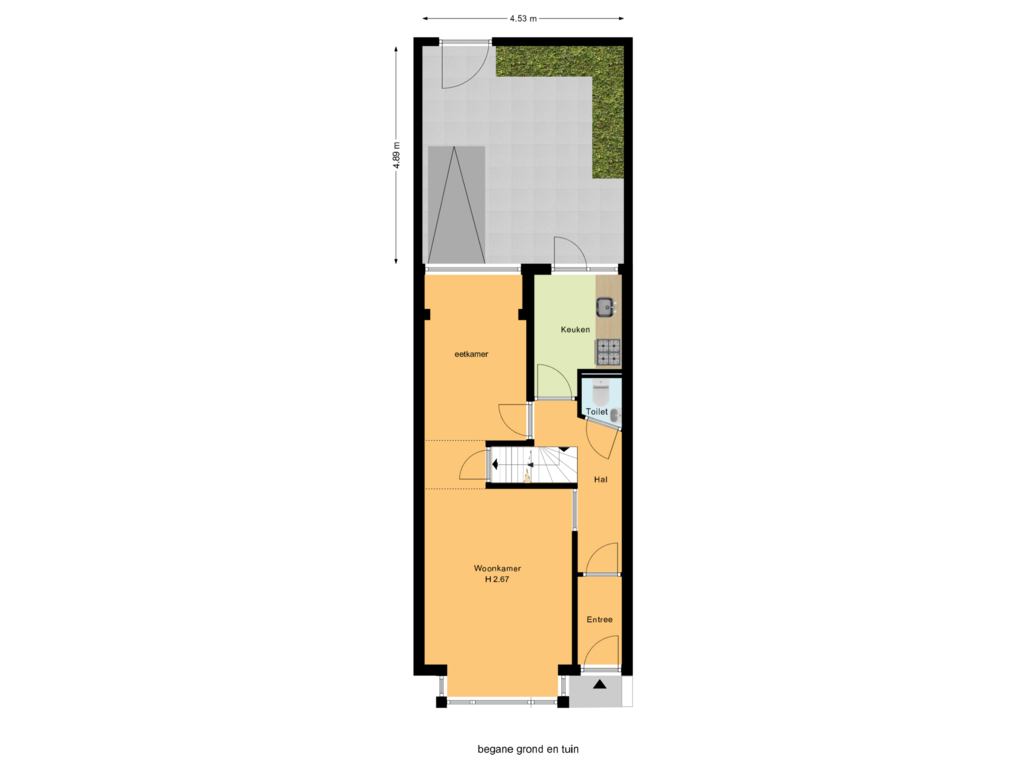 View floorplan of begane grond en tuin of Jan Kistenstraat 23