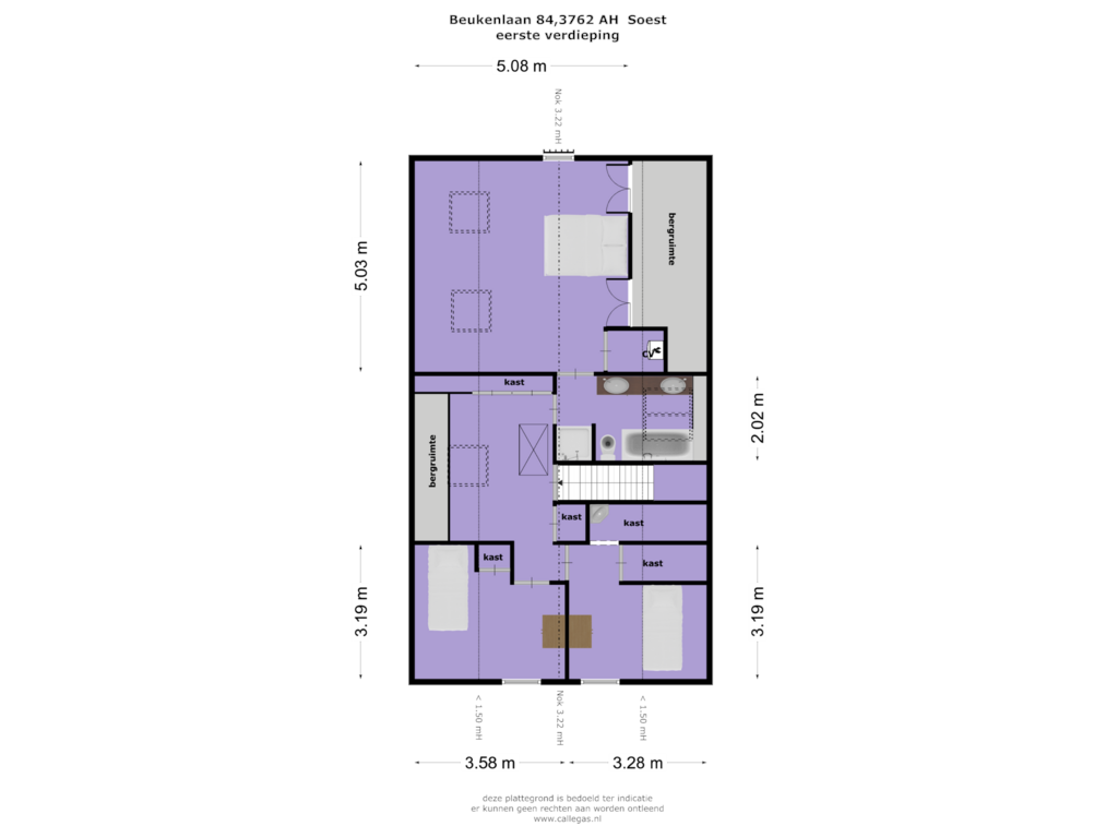 View floorplan of eerste verdieping of Beukenlaan 84