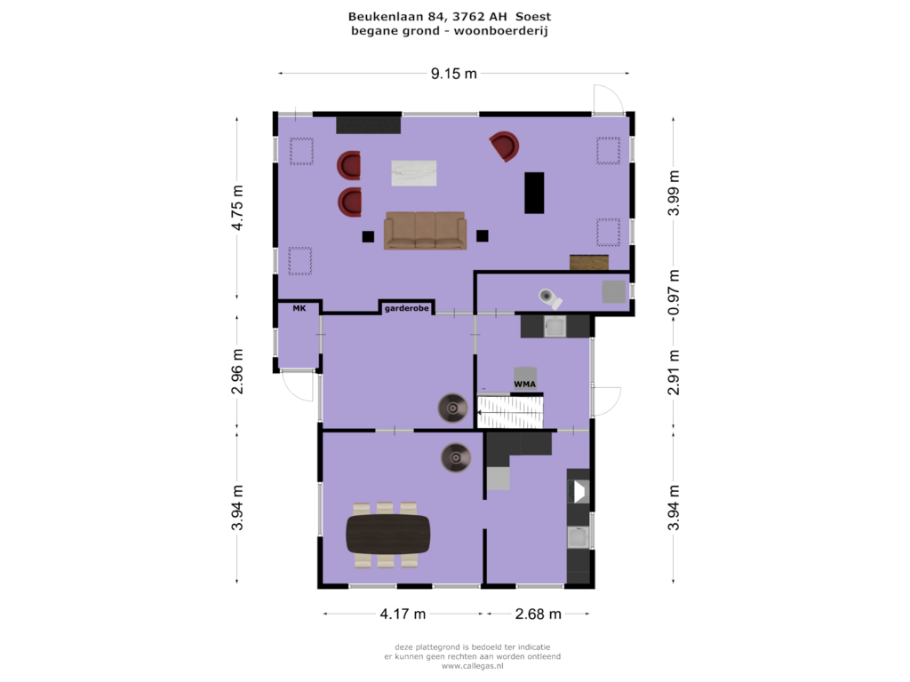 View floorplan of begane grond - woonboerderij of Beukenlaan 84