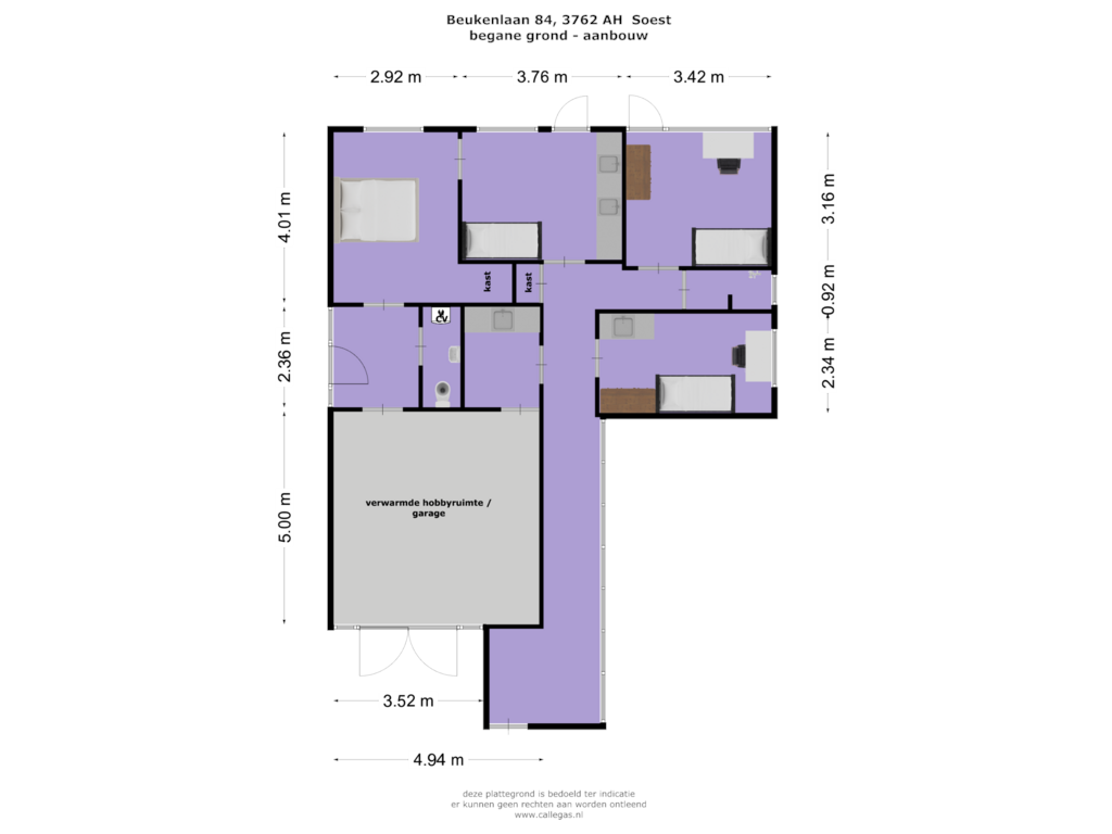 View floorplan of begane grond - aanbouw of Beukenlaan 84