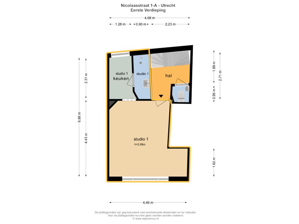 Bekijk plattegrond van Eerste Verdieping van Nicolaasstraat 1