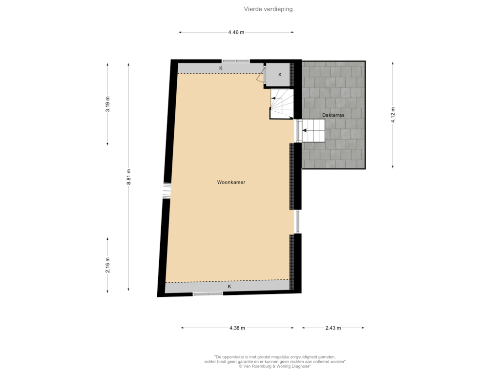 View floorplan of Vierde verdieping of Warmoesstraat 34-E