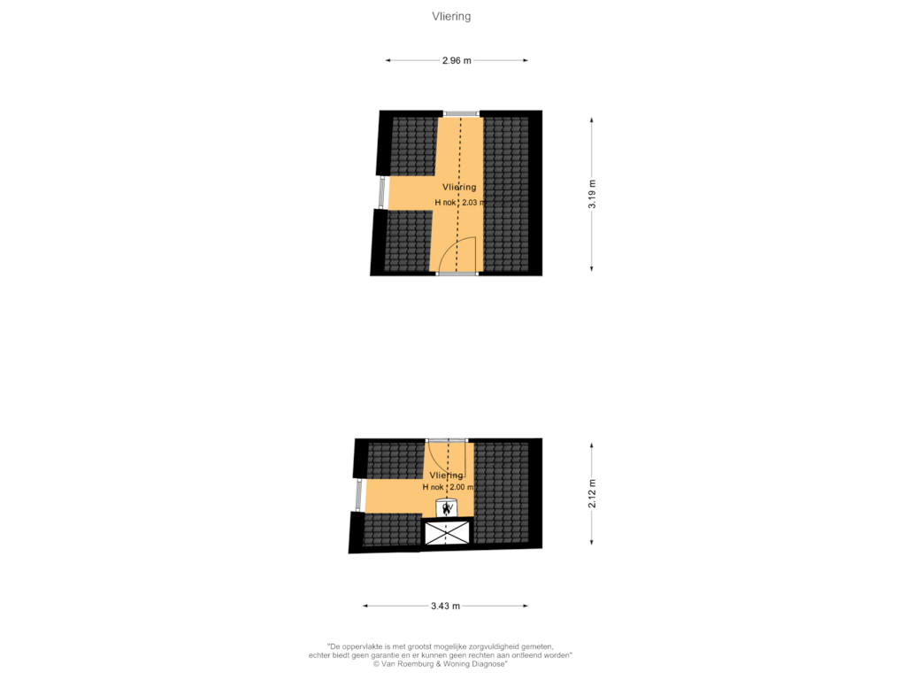 View floorplan of Vliering of Warmoesstraat 34-E