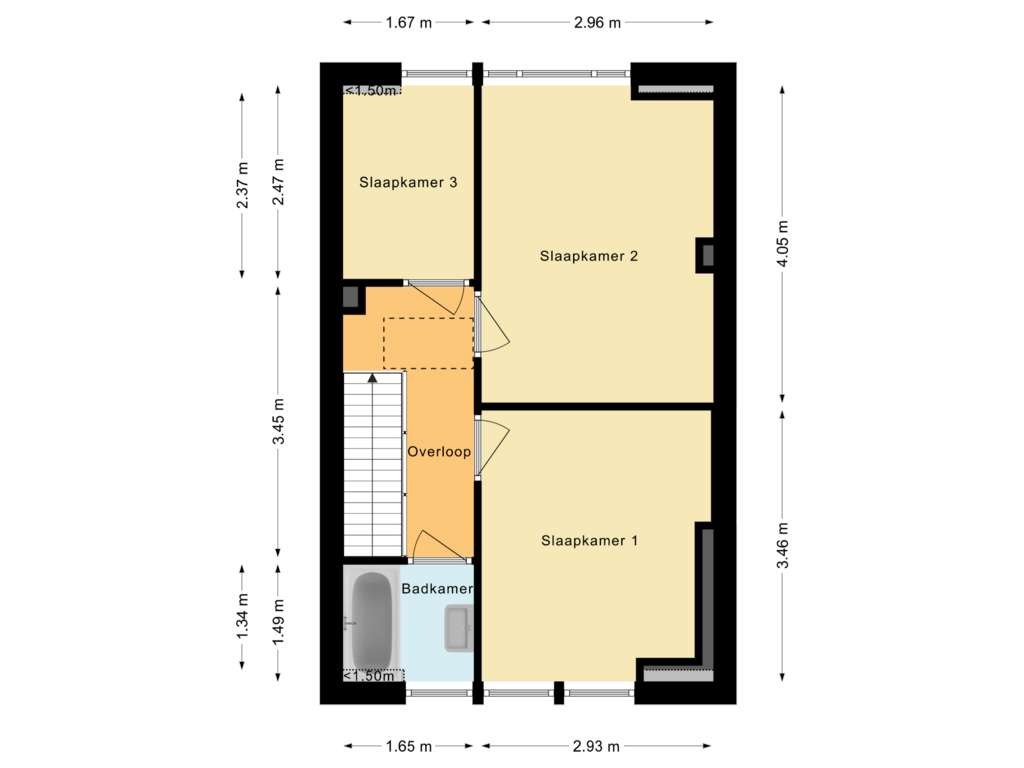 View floorplan of Eerste verdieping of Dahliastraat 47