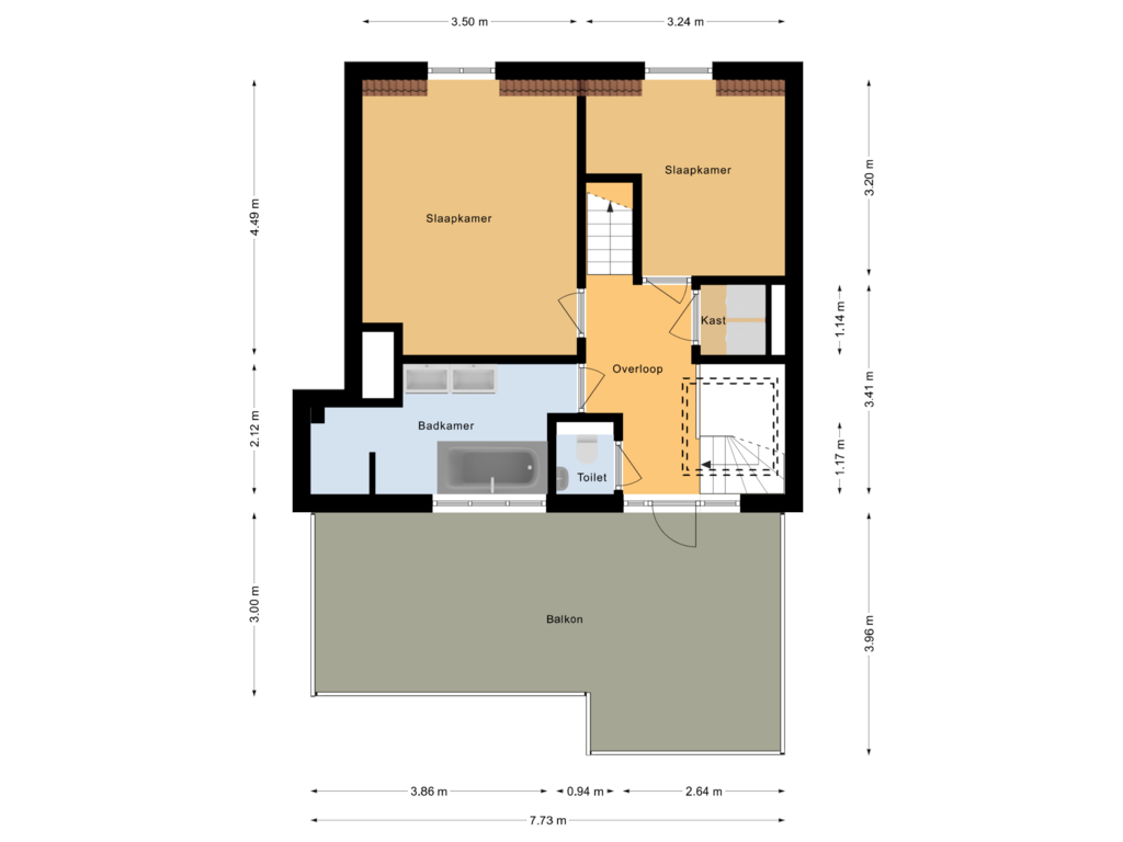 Bekijk plattegrond van Tweede verdieping van Van Tuyll van Serooskerkenplein 34-3