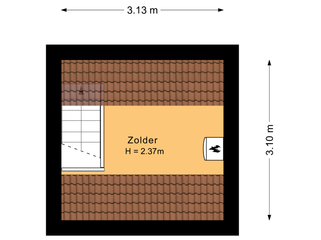 Bekijk plattegrond van Zolder van Van Tuyll van Serooskerkenplein 34-3