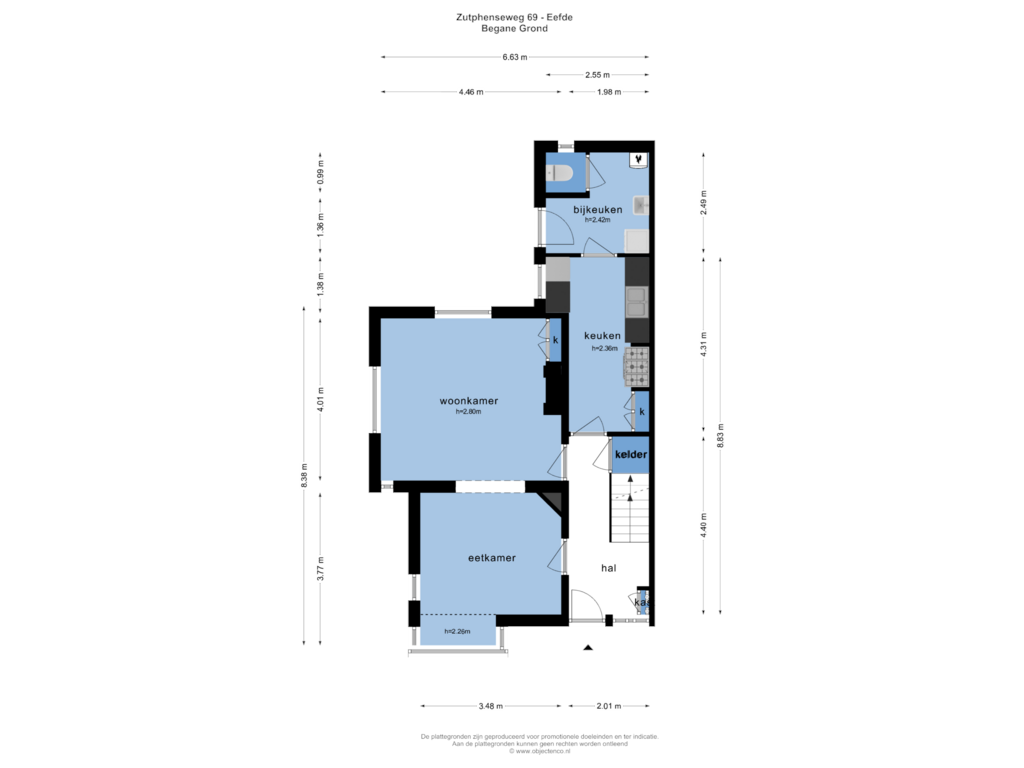 Bekijk plattegrond van BEGANE GROND van Zutphenseweg 69