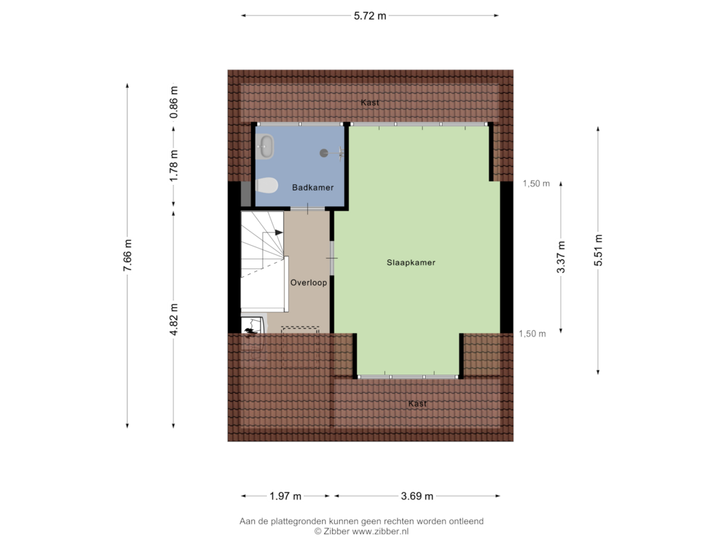 View floorplan of Tweede verdieping of Klaasje Zevensterstraat 20