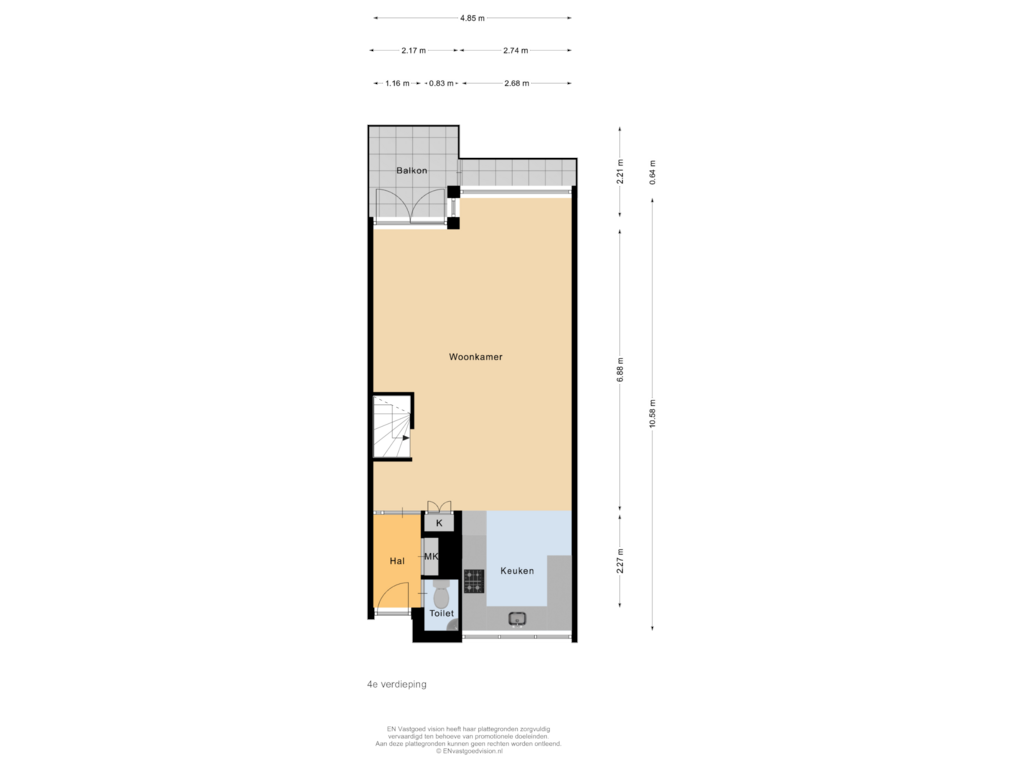 View floorplan of 4e verdieping of Akerwateringstraat 115