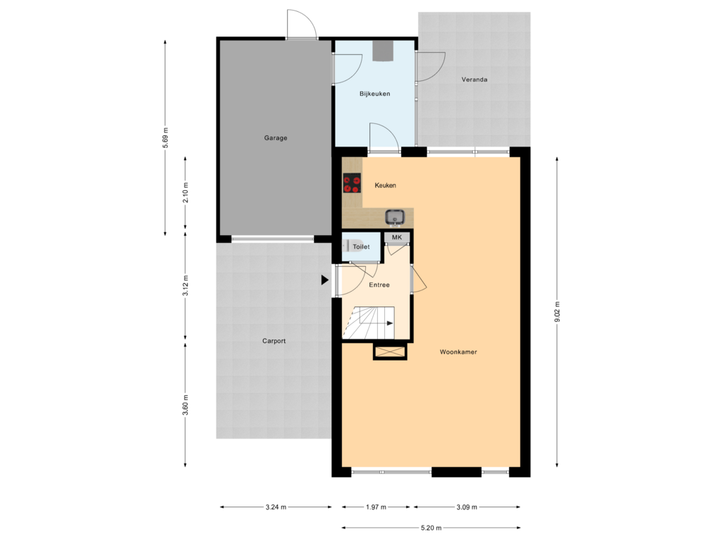 View floorplan of Begane Grond of Kamille 29