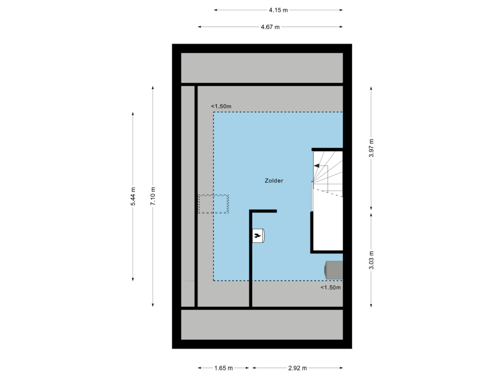 Bekijk plattegrond van Tweede verdieping van De Wijer 17