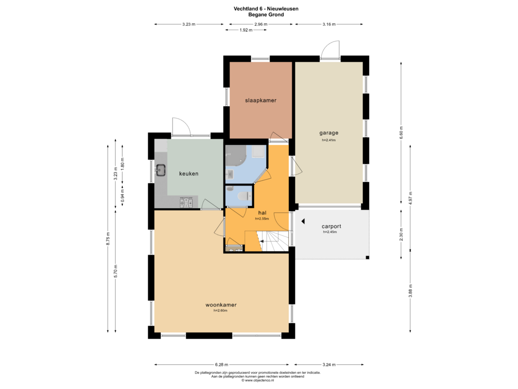 View floorplan of BEGANE GROND of Vechtland 6