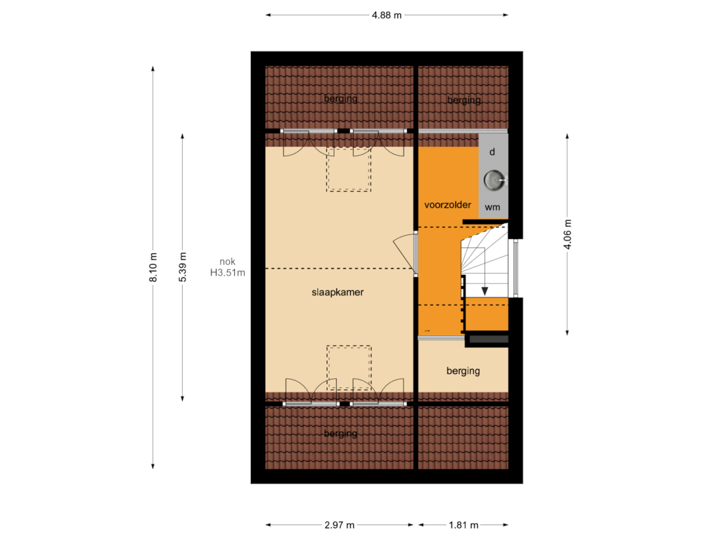 Bekijk plattegrond van Zolder van Achterste Weide 16