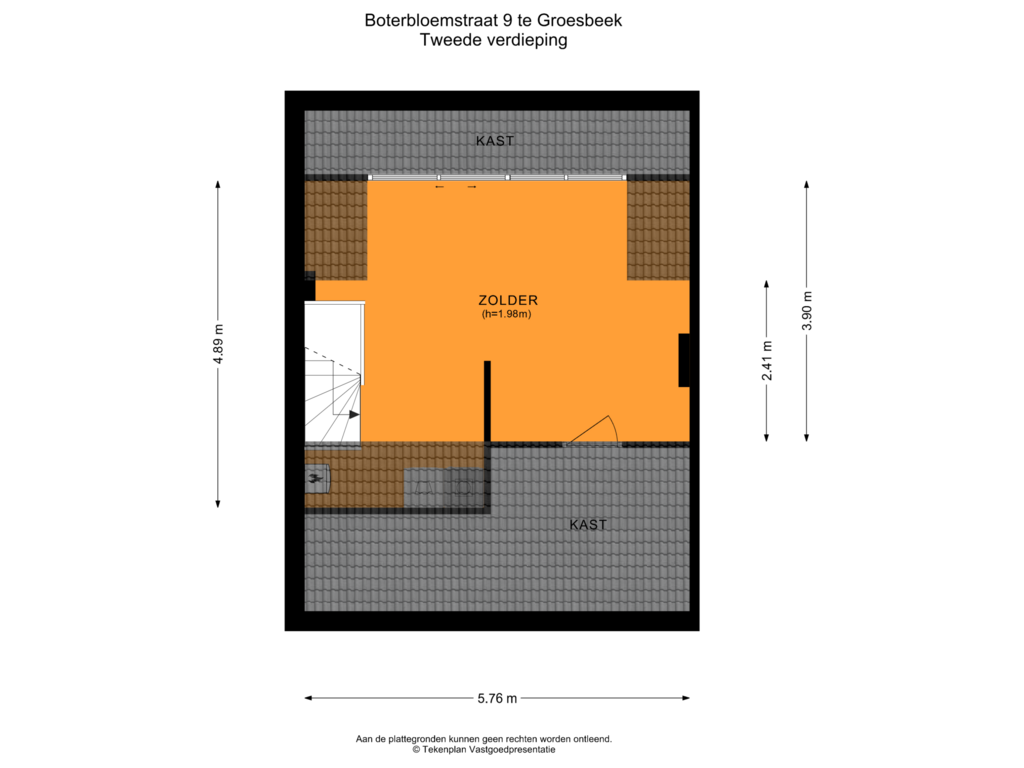 Bekijk plattegrond van Tweede verdieping van Boterbloemstraat 9