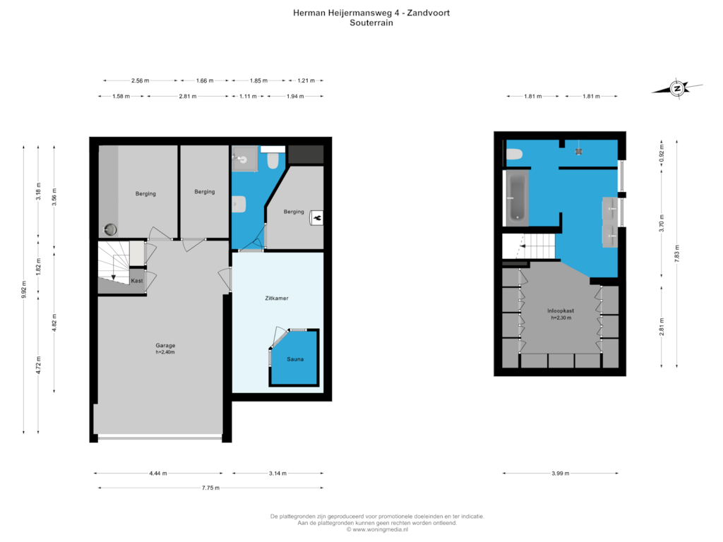 Bekijk plattegrond van Souterrain van Herman Heijermansweg 4