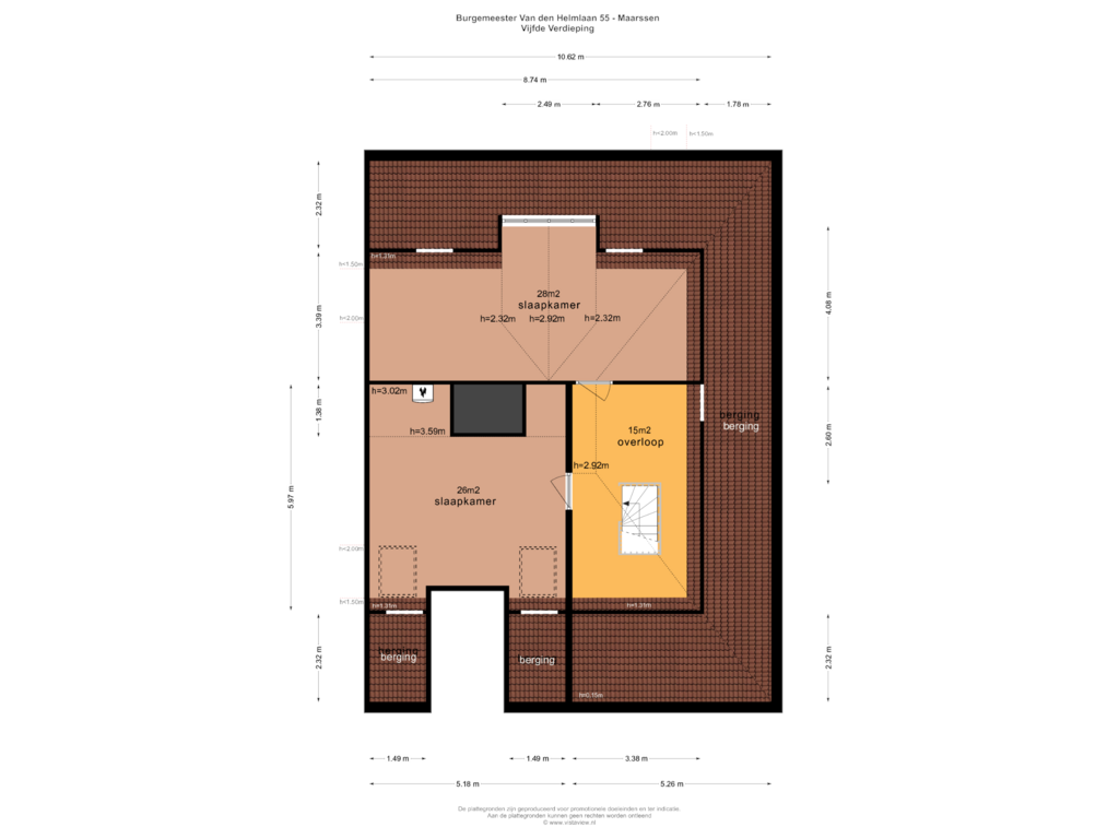 Bekijk plattegrond van VIJFDE VERDIEPING van Burgemeester Van den Helmlaan 55