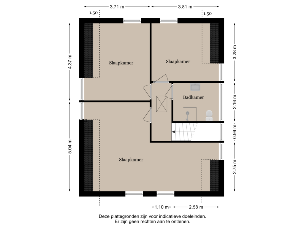 View floorplan of 1e Verdieping of Sniederslaan 9