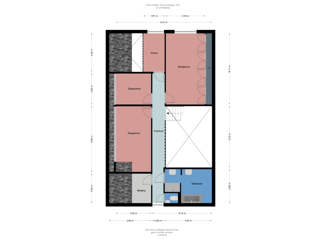 View floorplan of 1e Verdieping of Prins Willem-Alexanderlaan 102