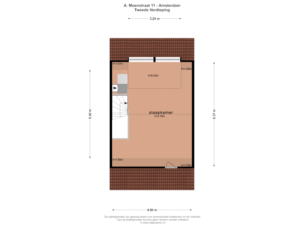 Bekijk plattegrond van TWEEDE VERDIEPING van A. Moenstraat 11