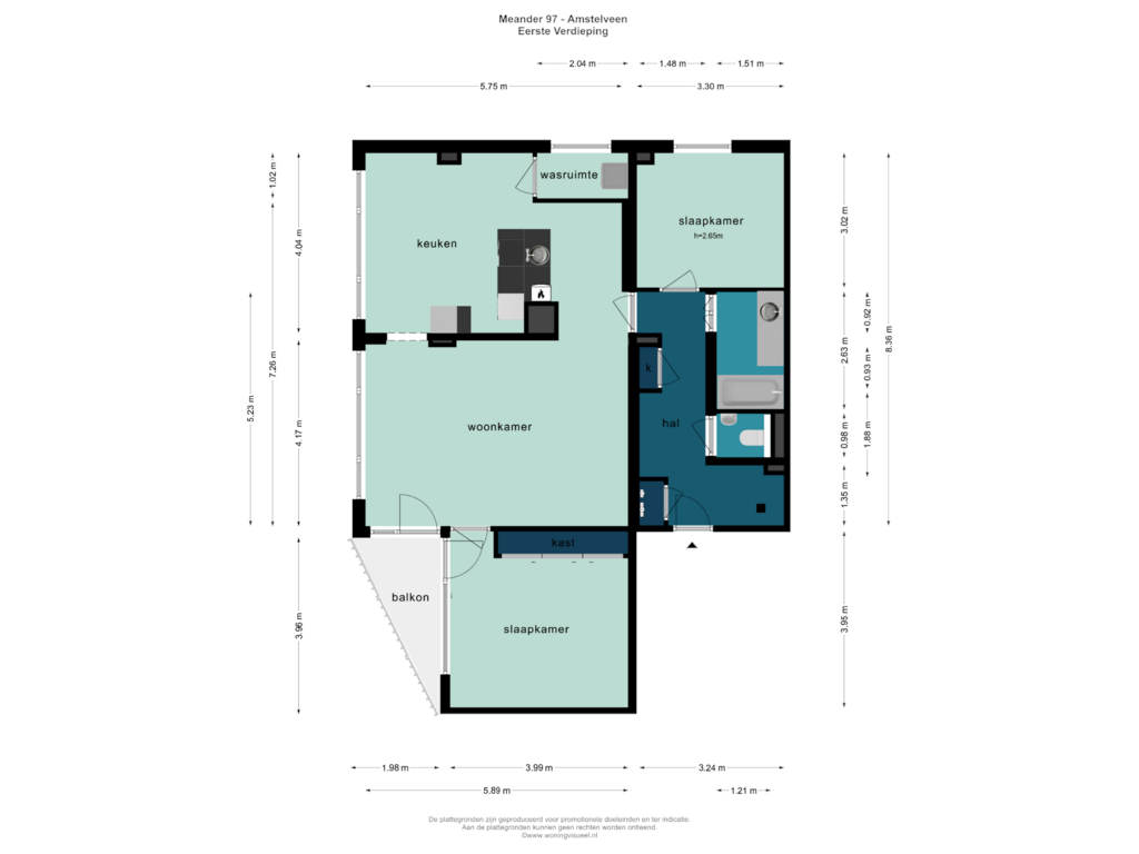 View floorplan of EERSTE VERDIEPING of Meander 97