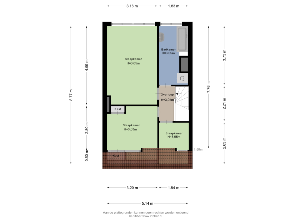 View floorplan of Tweede Verdieping of Ondiep 186-BS