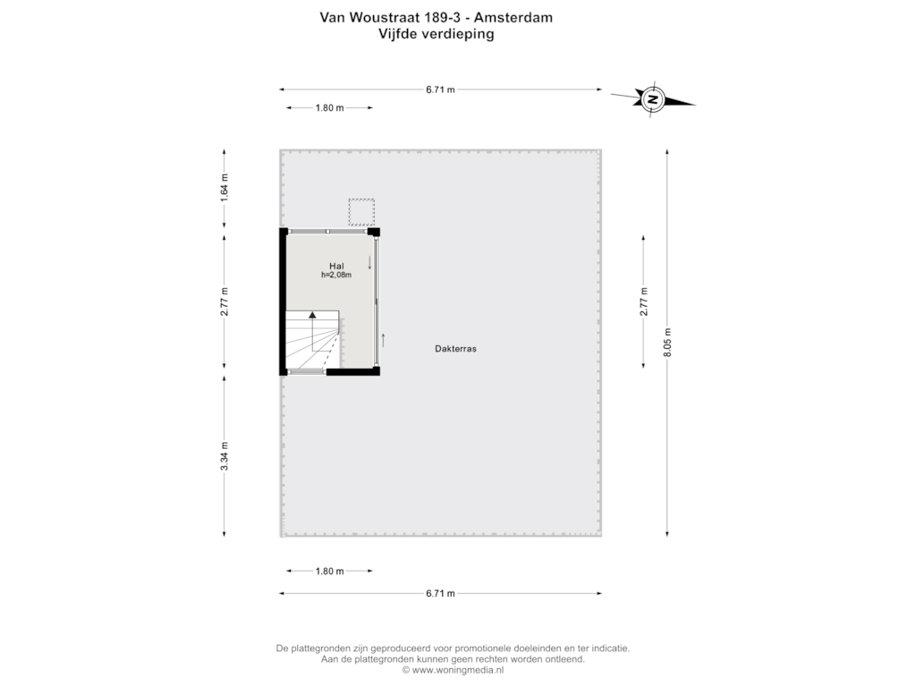 View floorplan of 5e verd of Van Woustraat 189-3