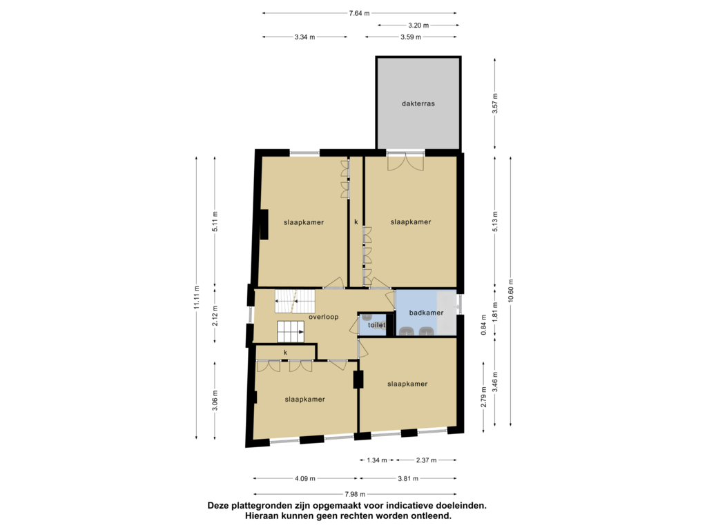 View floorplan of 1e verdieping of Holkerstraat 8