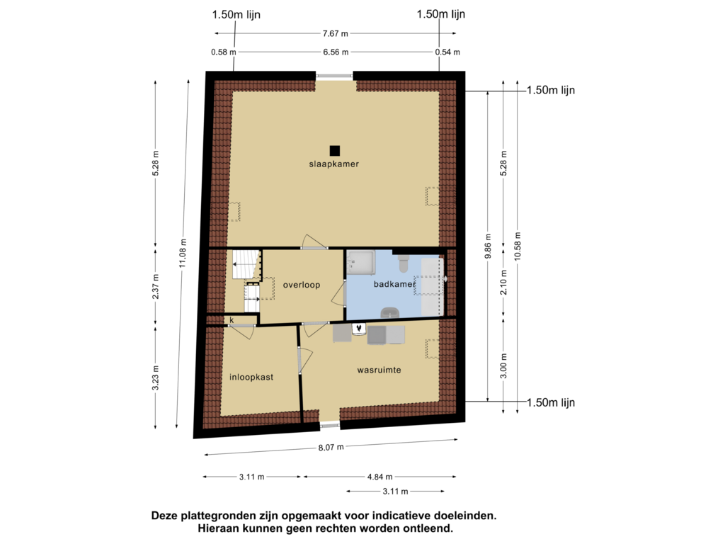 View floorplan of 2e verdieping of Holkerstraat 8