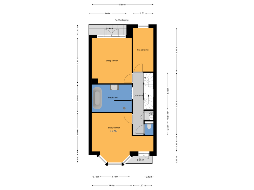 View floorplan of 1e Verdieping of Jongeneelstraat 13