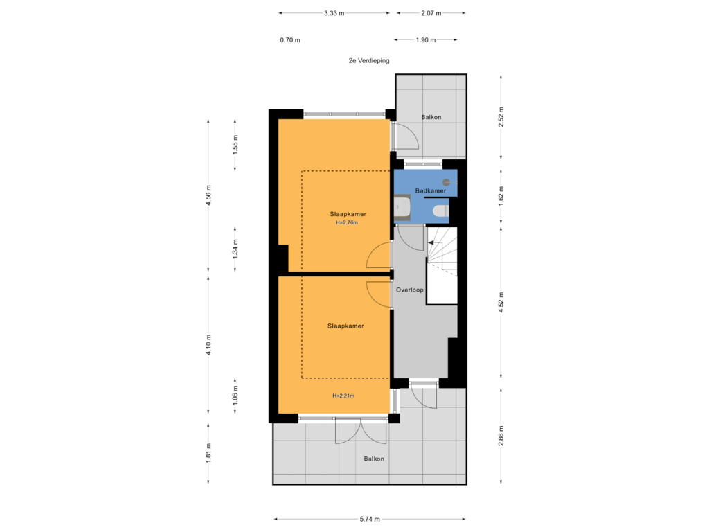 View floorplan of 2e Verdieping of Jongeneelstraat 13