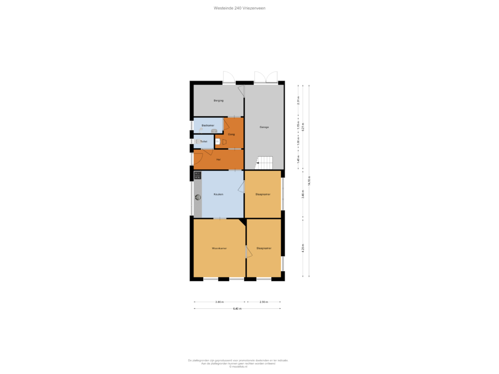 View floorplan of Begane grond of Westeinde 240