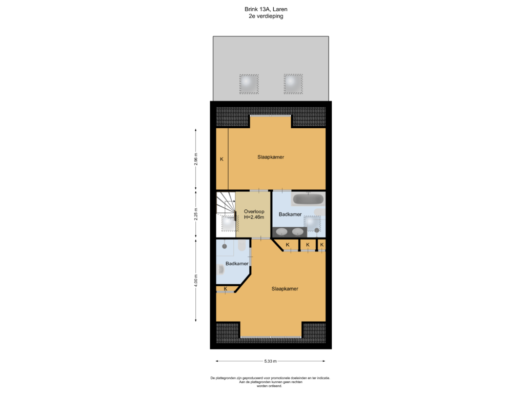 Bekijk plattegrond van 2e verdieping van Brink 13-A