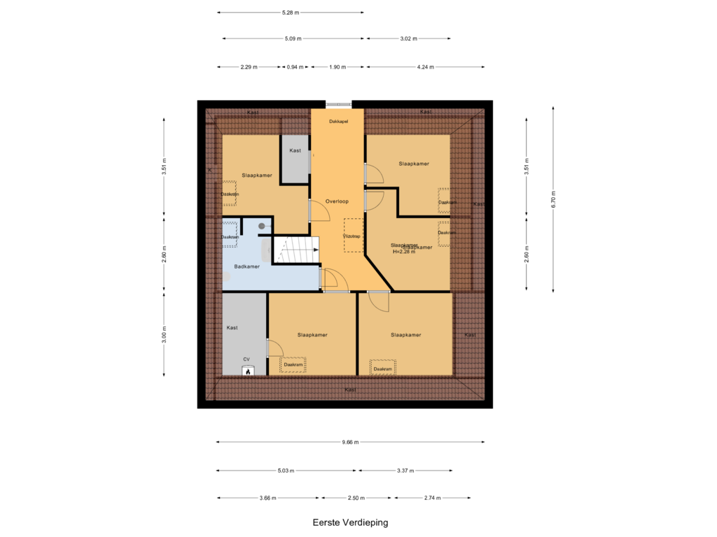 View floorplan of Eerste Verdieping of Zesstedenweg 230