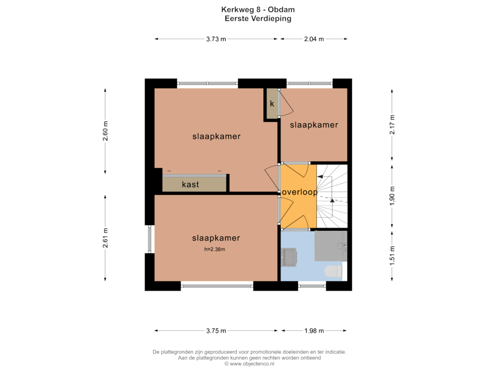 View floorplan of EERSTE VERDIEPING of Kerkweg 8