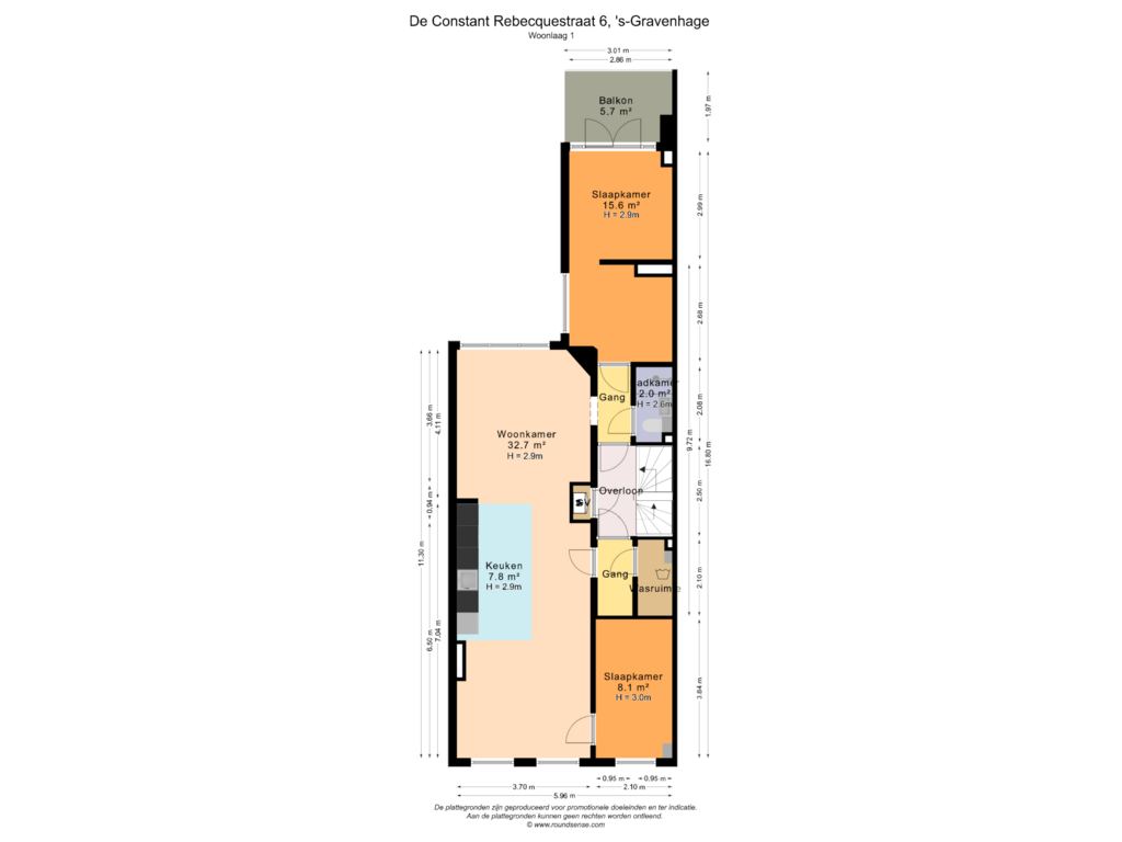 Bekijk plattegrond van Woonlaag 1 van De Constant Rebecquestraat 6