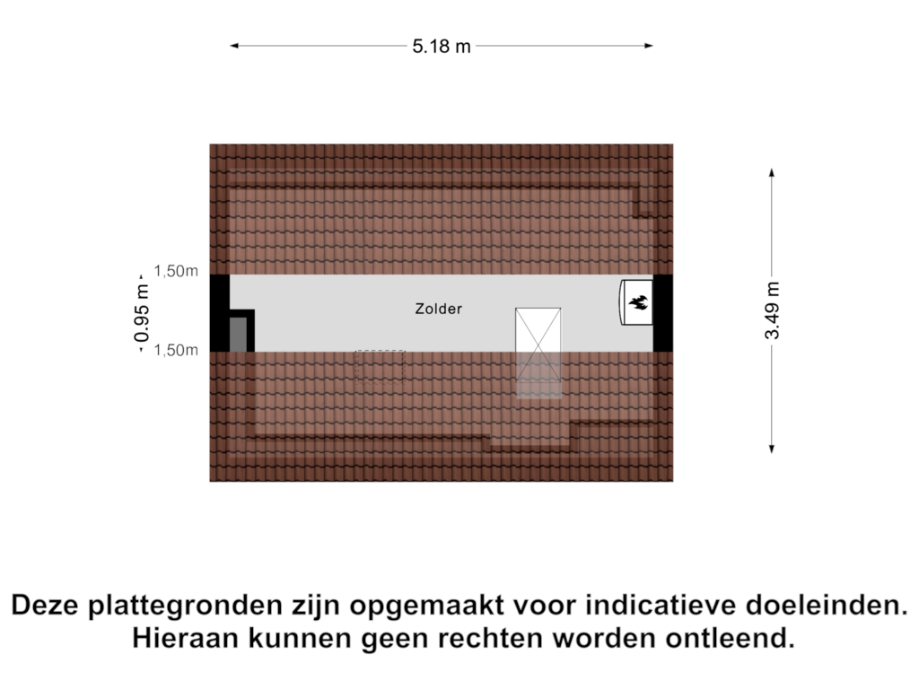 Bekijk plattegrond van Zolder van Linnaeusstraat 44-BS