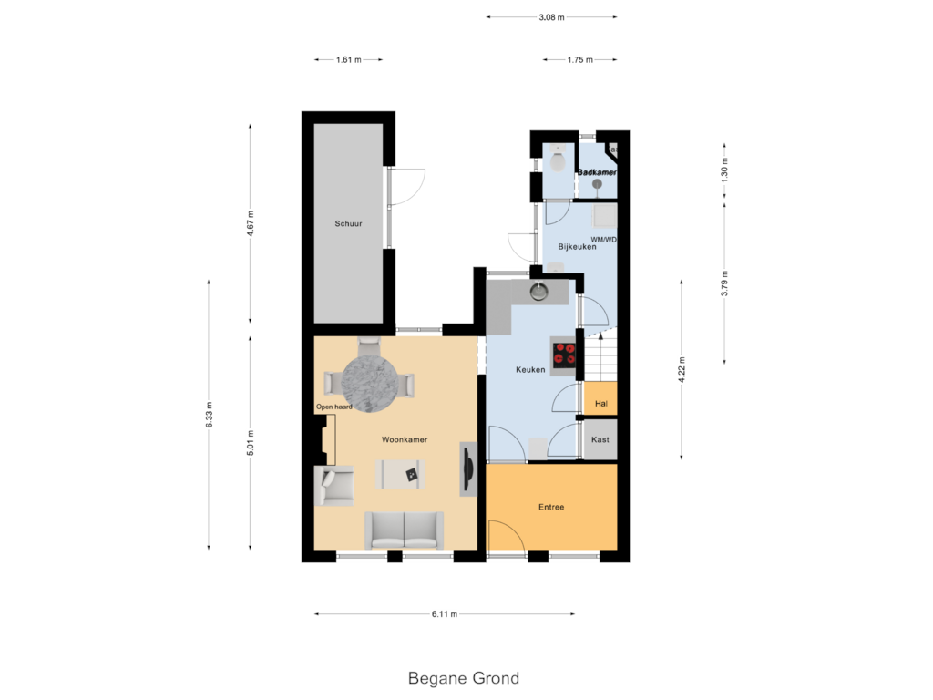 Bekijk plattegrond van Begane Grond van Verwerijstraat 11