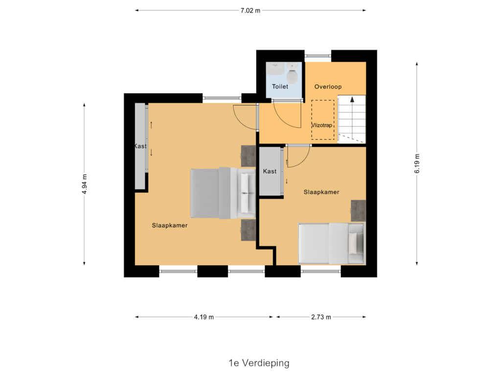 Bekijk plattegrond van 1e Verdieping van Verwerijstraat 11