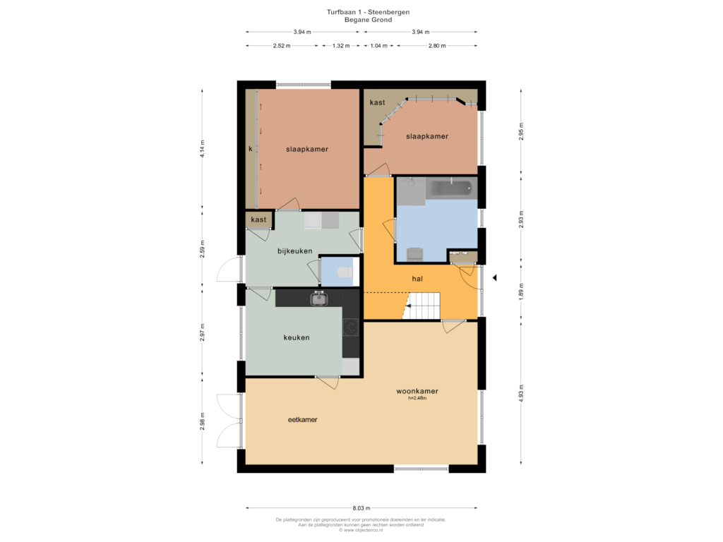 Bekijk plattegrond van BEGANE GROND van Turfbaan 1