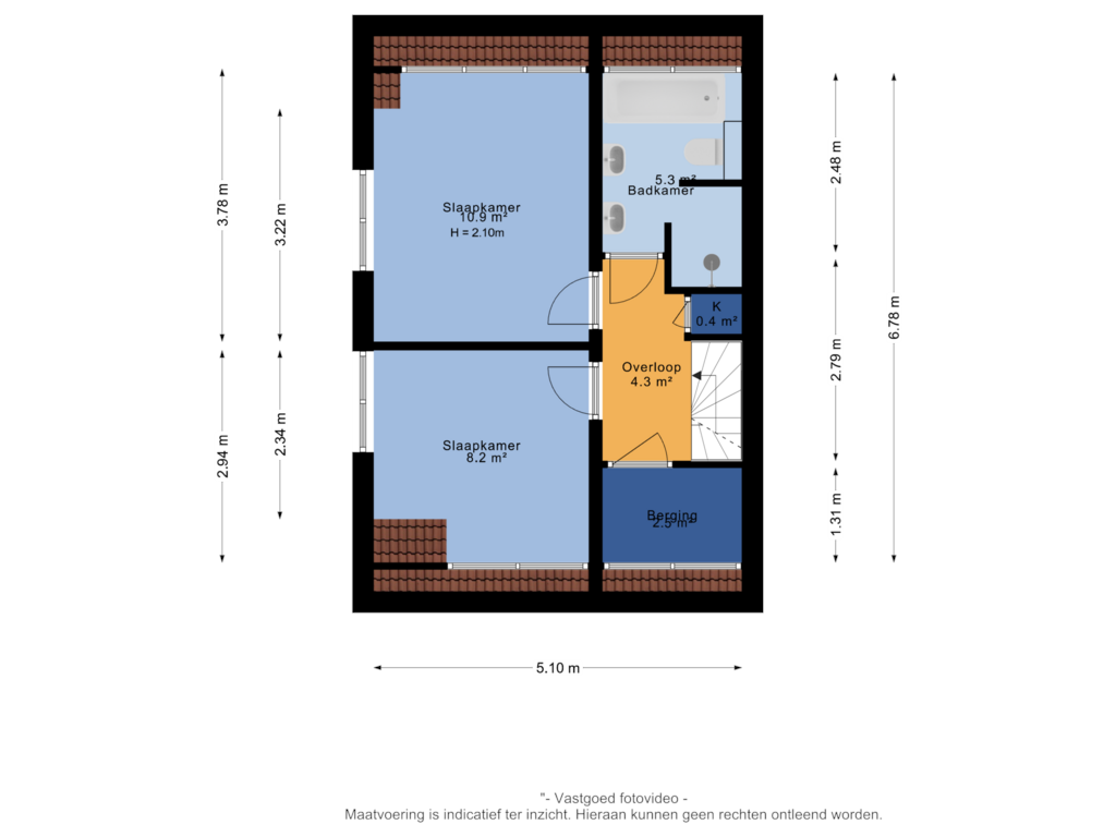 View floorplan of 1e verdieping of Julianalaan 9