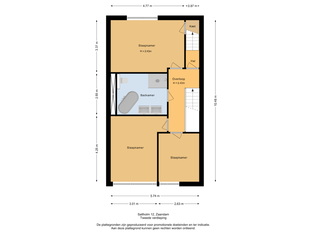 View floorplan of Tweede verdieping of Saltholm 12