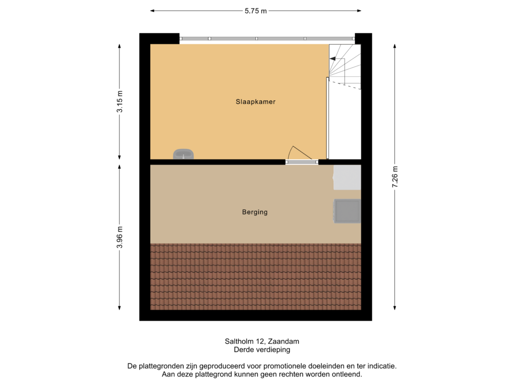 View floorplan of Derde verdieping of Saltholm 12