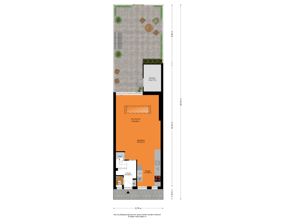 View floorplan of Begane grond_Tuin of Pruikenmakerstraat 31